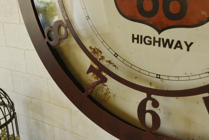 大型 時計 壁掛け ウォールクロック Route66 Grand Clock エンボス